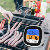 Barbecue Thermometer Color Screen Touch Food Meat Water Thermometer Kitchen Cooking Oven Stainless Steel Probe Timer Function