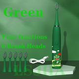 Sonic Children's Electric Toothbrush 3 To 12 Years Old Teeth Cleaning Care Oral Bacteria 6 Replacement Brush Heads USB Charging