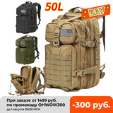 Large Capacity 50L Mochila Militar Tactical Backpacks 3P Softback  Outdoor Fishing Camping Hunting Waterproof Rucksack Men Bags