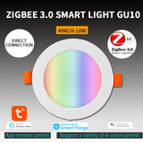 Zigbee 3.0 Smart 4 Inch Downlight RGBCW Dimming And Color Recessed Ceiling Spotlight Tuya APP Remote Control 10W Smart Home