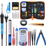 60W 110V 220V Electric Soldering Iron Kit Adjustable Temperature Soldering Station Iron Stand Desoldeirng Pump Welding Tools
