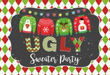 Ugly Sweater Party Decoration Background Christmas Family Party Red Green XMas Kid Photography Backdrop Studio Photozone Props