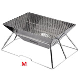 Outdoor stainless steel grill multi-function charcoal stove folding picnic multiplayer barbecue trumpet camping wood solid