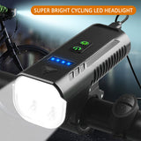 Bike Front Light with Horn USB Rechargeable Bicycle Headlight Waterproof Cycling Night Riding Light Lamp 8 Lighting Modes