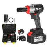 Cordless Impact Wrench 380Nm Torque Brushless Motor 1/2 and 1/4 Inch Chuck 2x6.0A with Fast Charger Variable Speed Impact Kit