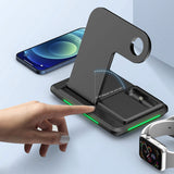 Wireless Charger 4 In1 15W Fast Charger Station,For Apple Watch +Iphone+Apple Pencil For Mobile Phone