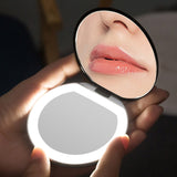 1pc portátil espelho de maquiagem led iluminado dobrável redonda ampliação cosméticos viagem beleza anel foto luz preenchimento