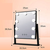 12 LEDs Touchs Screen Makeup Mirrors Espejo Bath Cosmetic Mirrors with 9 Led Lights Vanity Mirror for Bedroom Compact Mirror