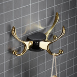 Black Gold Robe Hooks Wall Mounted Type Nail Punched Bedroom Wardrobe Clothes Rack 3 Hooks Rotatable Bath Hardware Antique/Nicke