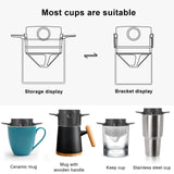 Foldable Coffee Filters Stainless Steel Drip Coffee Funnel Coffee Dripper Coffee Brewing Tools Easy Clean Reusable Coffee Filter