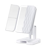 Foldable Double Triple Magnifying Table Mirror With Warm Cold White LED Light Battery Power Portable Women Cosmetic Makeup Tool