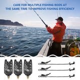 Fishing Bite Alarms Set Digital Fishing Alarm Kit LED Alarm Indicator Alert Bell Swinger Fishing Tackle with Zippered Box
