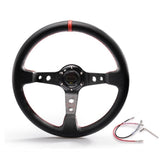 Car Racing Steering Wheel 3 Colors 14inch 350mm Aluminum Bracket and PVC Leather Button Sport Steeing wheel with Logo