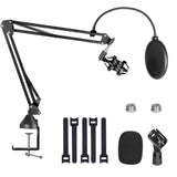 Microphone Boom,Adjustable Suspension Boom Scissors Mic Holder with Microphone Clip,for Other Mics,Games,Etc