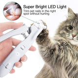 2-In-1 Pet Nail Trimmer Electric Grinder with 2 LED Rechargeable Professional Grooming Tool for Small Medium Large Dogs and Cats