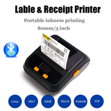 80mm Bluetooth Thermal Printer Label &amp; Receipt Command Portable Wireless 2 In 1 Phone And Computer Mini Thermal Printer