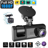 Full HD 1080P 3 Camera Dash Cam For Car 2 Inch Screen Dashcam Black Box Dual Lens DVR With Rear View Camera 24H Parking Monitor