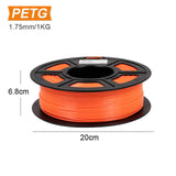 1.75mm PEGT Filament with Spool High Strength Tolerance 0.02mm 1kg 3D Printer Material Replacement for FDM Printer 3D Pen