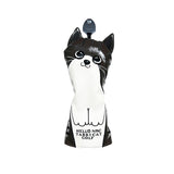 Golf Club Cover Cute Crooked Cat Golf Wood Cover PU Leather Waterproof Soft Comfortable for Driver Fairway Hybrid Wood Covers