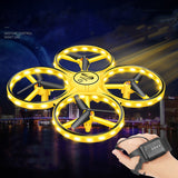 2021 RC Mini Quadcopter Induction Drone Smart Watch Remote Sensing Gesture Aircraft UFO Hand Control Drone Altitude Hold Kids