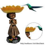 Patio Weatherproof Craft Bowls Yard Home Decor Handmade Feeder Resin Ornament Garden Bird Bath Sunflower Girl Statue Lawn