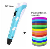 USB Charging 3D Pen LCD Display DIY 3D Printing Pen PLA ABS Filament Handmade Toy Children Birthday Gift Kids Creativity Trainer