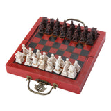 Xi'an Terracotta Warriors Chess Set 20x20cm Folding Chessboard Handmade Unique Collectible