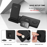 15W Wireless Chargers with Time Display 4 in 1 Wireless Charging Dock Stations for iPhone//IWatch
