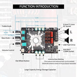 ZK-1602T 320W Power Amplifier Board With Subwoofer 2.0 Channel 160Wx2 15V-36V Audio Power Amplifier Module Black