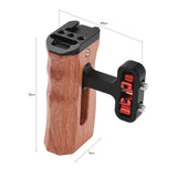 Universal Camera Cage Left/Right Side Handle Wooden Hand Grip with 1/4 Screw Hole Cold Shoe Mount for Camera Cage