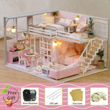 CUTEBEE DIY Dollhouse kit Wooden Doll House Miniature House Furniture Kit Toys for children Christmas Gift TD32
