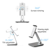 Adjustable Tablet Stand for Desk Hands Free Aluminum Alloy Smart Phone Holder for iPhone X/XR/XS, iPad Air Mini Pro 4.7''-12.9''
