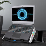 RGB Laptop Cooler 11-21 Inch Dual Fan with LCD Display Gaming Laptop Cooling Pad Laptop Stand with 2 USB Ports