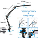 Desk Lamp LED, 14 W Swivel Arm Architect Lamp, Office Table Lamp with 3 Color Modes Eye Protection, Flexible Clamp Light
