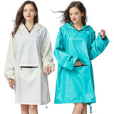 Women's Stylish Waterproof Rain Poncho Cloak Raincoat with Hood Sleeves and Big Pocket on Front.