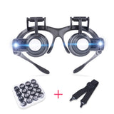 Eight sets of magnification lens wearing binocular LED Lamp jewelry clock maintenance high magnification 16 lenses