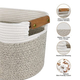 3 Pack Woven Cotton Rope Square Storage Baskets, Shelf Baskets For Organizing,Decorative Baskets With Detachable Handles
