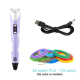 Hot 3D Pen DIY Printer Pen LED Painting PLA Filament Children Printing Pens For Designer Kids Drawing Pen Gifts Educational Toys