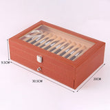 24 Pen Fountain Wood Display Case Holder Wooden Pen Box Storage Collector Organizer Box