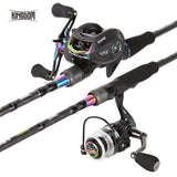 Kingdom KING II Spinning Rods Combo Casting Fishing Rod Reel Set 2 pc top section and 2 pc Power Lure Set Fishing Travel Rod