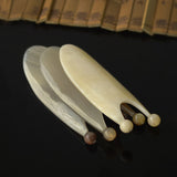 2pc Natural Horn Massager Multifunctional U-Shaped Acupoint Scraping Board Remove Wrinkle Facial Eye Gua Sha Massage Beauty Tool