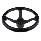 3 Spoke Boat Marine Silver Hard Steering Wheel with Black Alloy Grip