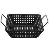 Barbecue Pan Carbon Steel Black Non-stick Grill Basket Grilling Tray for Camping Home