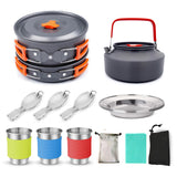 Camping Cookware Picnic Cooking Set 1 Set Outdoor Pots Pans Non-stick Tableware With Foldable Spoon Fork Knife Kettle Cup