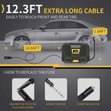 Rechargeable Wireless Air Compressor Tire Inflator 12V DC Car Pump with Digital Pressure Gauge Emergency Led Light