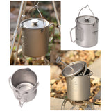 Lixada 750ml Titanium Coffee Cup Mug French Press Pot Coffee Maker with Lid Outdoor Camping Cooking Pot for Picnic Backpacking