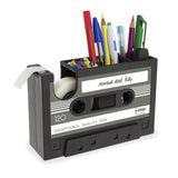 2 in 1 Multifunctional Pen Holder Creative Office Desk Stationery Organizer Retro Cassette Tape Dispenser Pen Holder Gift