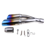 Universal Blue Stainless Dual-Outlet Exhaust    1mm 2'' Inch