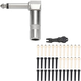 10 Pack Lot 6.3mm TS Right Angle MONO Phone Plug with 36Pcs Acoustic Guitar Bridge Pins Pegs in White and Black