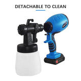 Cordless Paint Sprayer with 1.8mm Copper Nozzles 2000mAh Lithium Battery 550W 800ml Container for Home Interior and Exterior
